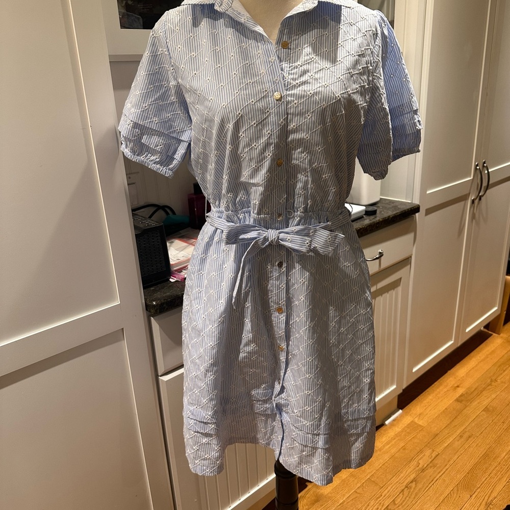 Draper James Light Blue Striped Dress